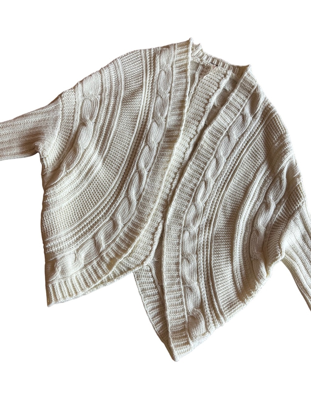 Free People Ivory Chunky Knit Open Cardi Sweater Size XS